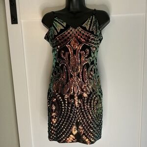 Windsor Sequins Iridescent‎ Mini Special Occasion Homecoming Dress Medium Formal
